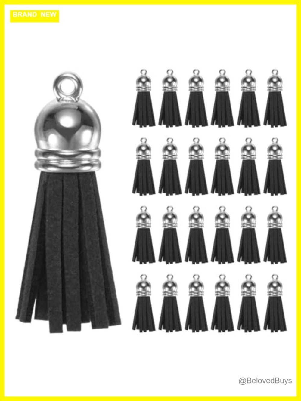 50-Pack Faux Suede Tassel Keychain Charms for DIY Jewelry Making